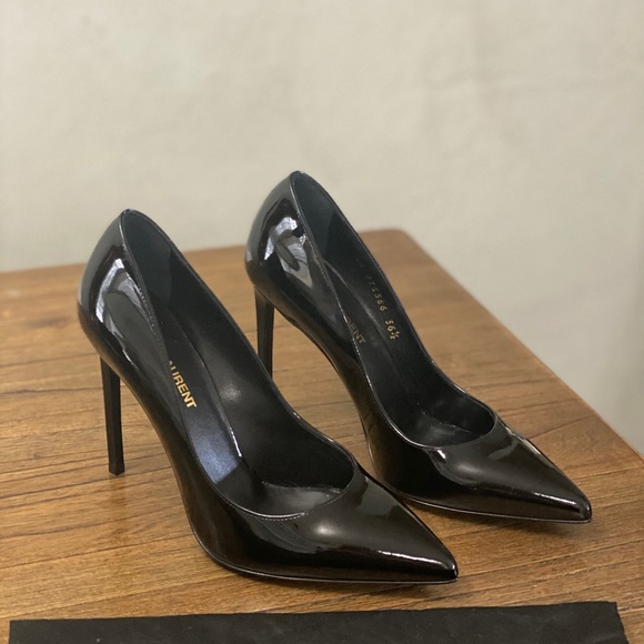 Black Saint Laurent Pointed Toe Pumps - Picture 6 of 6